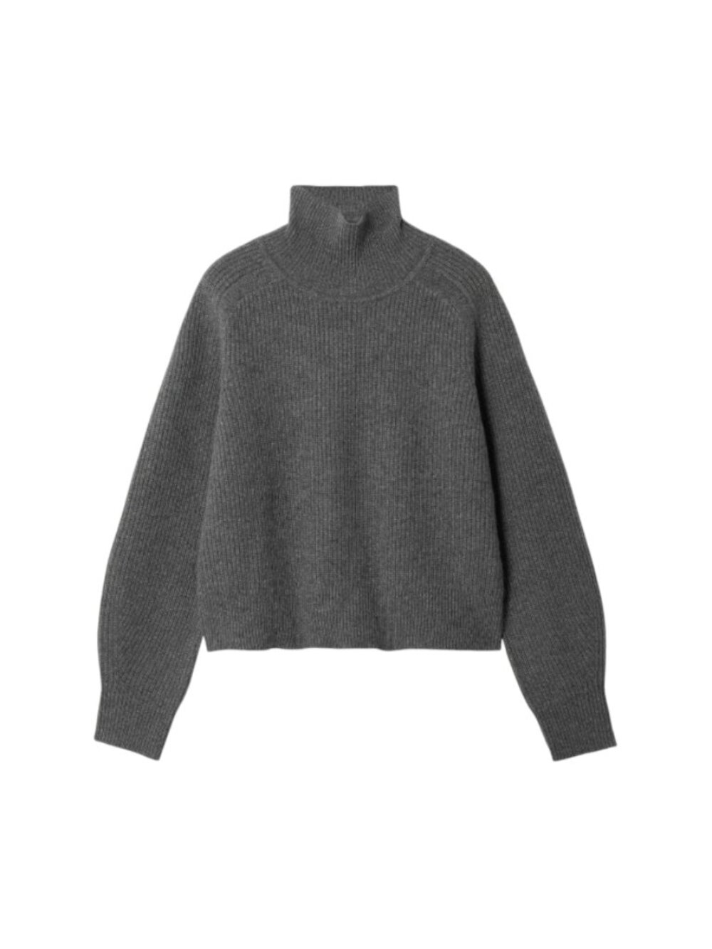 Guest in Residence Ribbed Rib Knit Cashmere Sweater Womens XS Gray Turtleneck